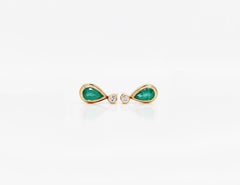 Emerald and Diamond 18 Carat Yellow Gold Drop Earrings