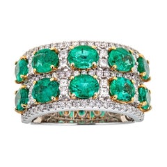 Emerald and Diamond 18 Karat Gold Ring