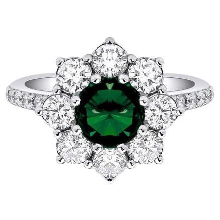 Emerald And Diamond 3.30ct Cluster Ring