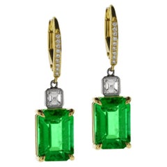 Emerald and Diamond A.G.L Certified Drop Earrings