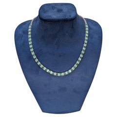 Emerald and Diamond Alternating Necklace