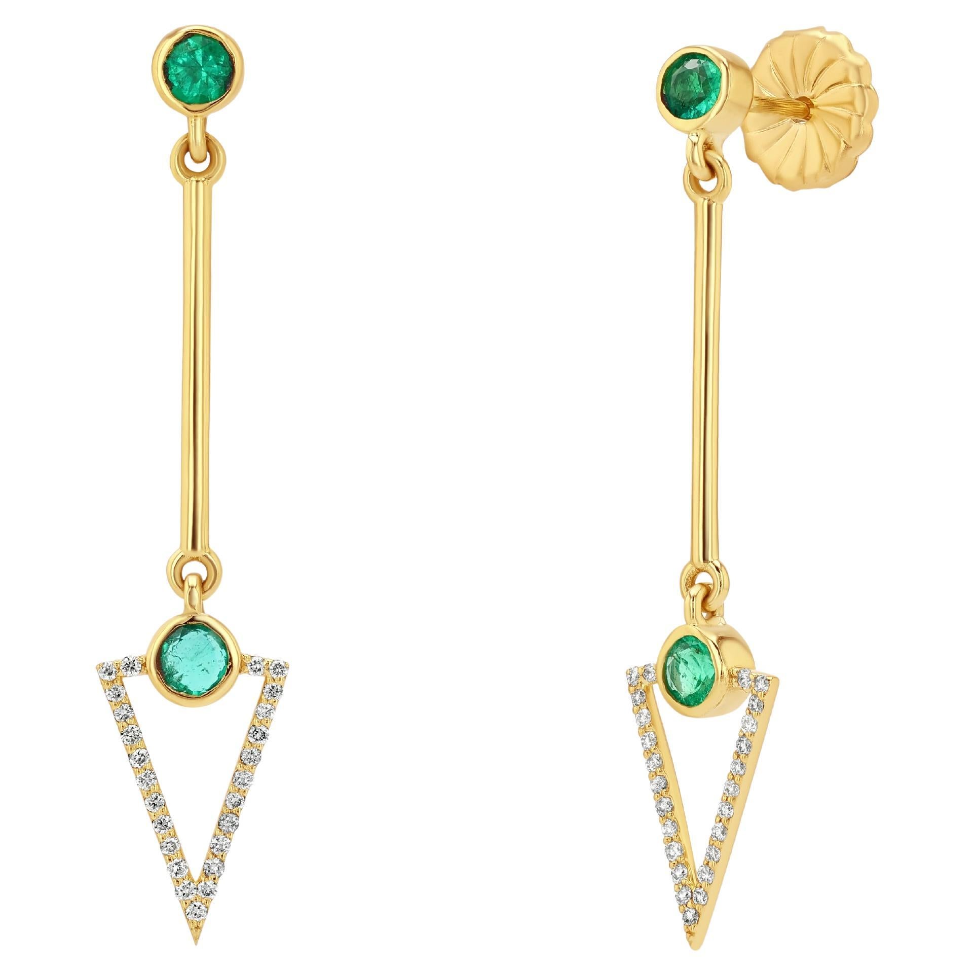 Orecchini Arrow con smeraldo e diamanti in vendita