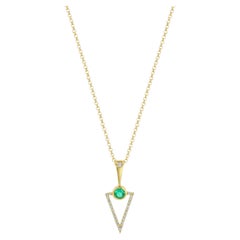 Emerald and Diamond Arrow Necklace