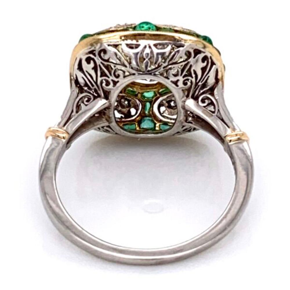 Emerald and Diamond Art Deco Style Platinum Engagement Ring Fine Estate Jewelry 4