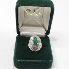Emerald and Diamond Ballerina Ring
