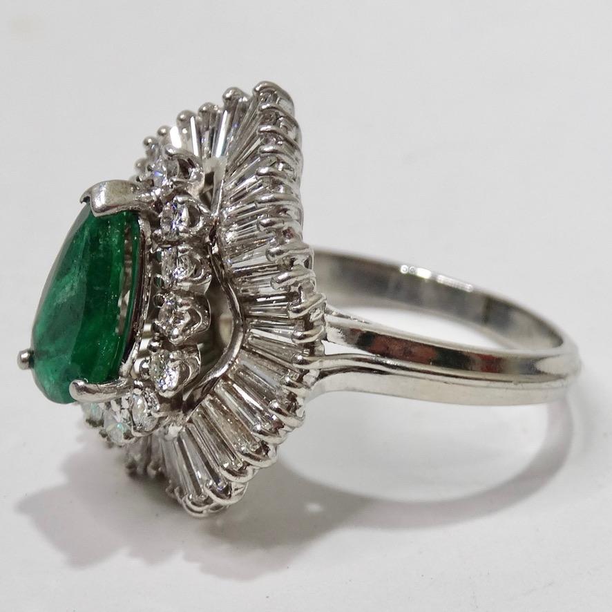 Women's or Men's Emerald and Diamond Ballerina Ring