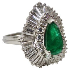 Vintage Emerald and Diamond Ballerina Ring