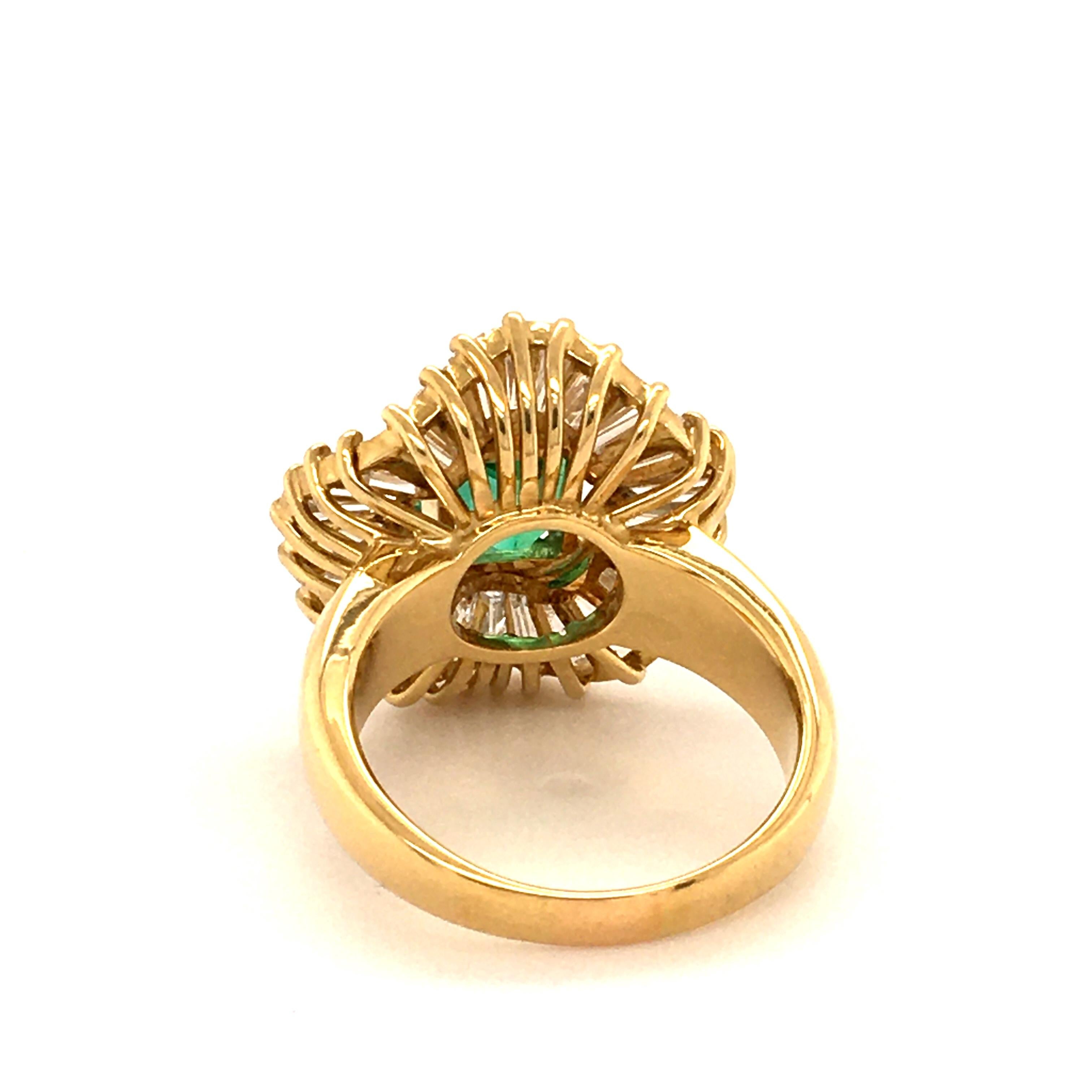 Emerald and Diamond Ballerina Ring in 18 Karat Yellow Gold 1