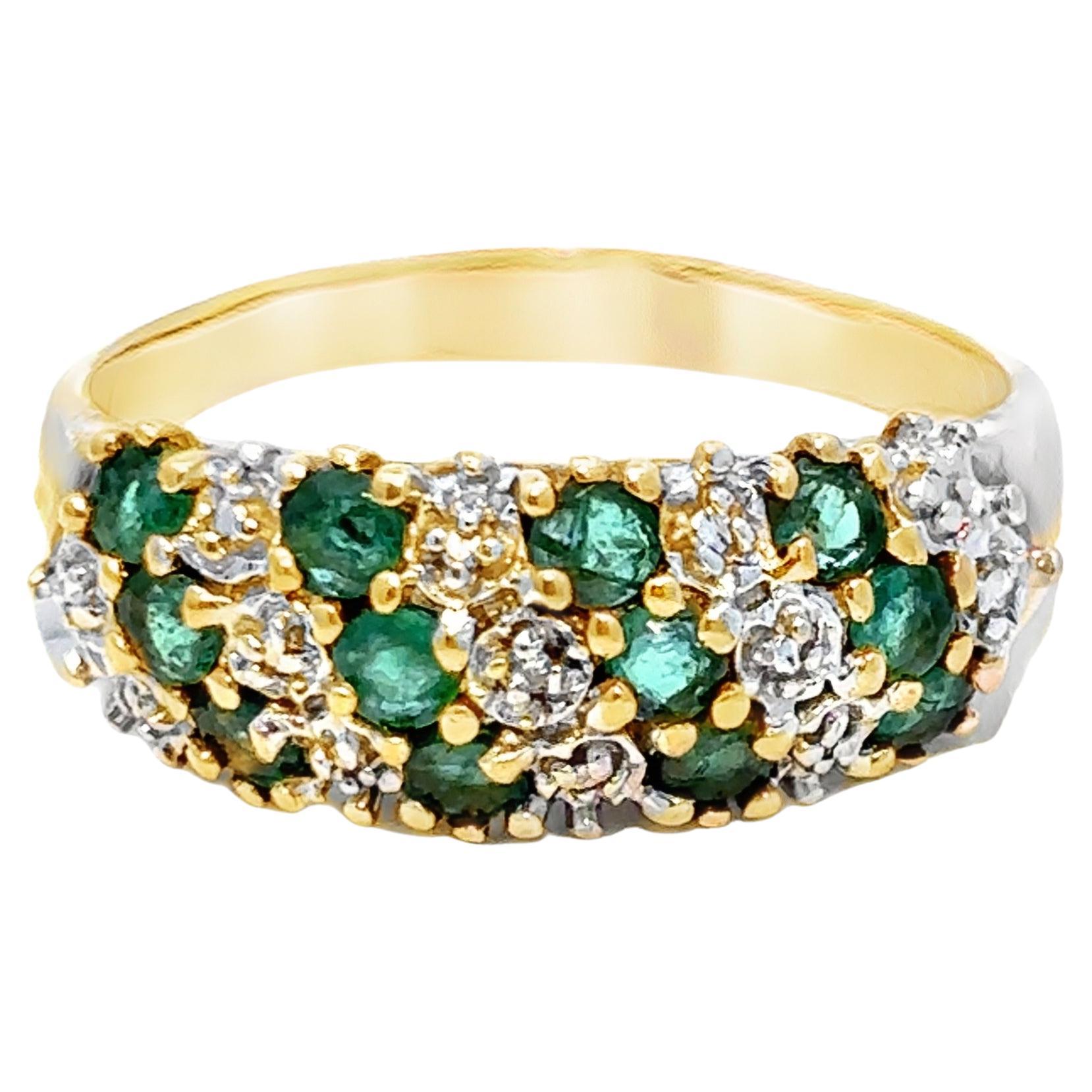 Emerald And Diamond Band Ring For Sale