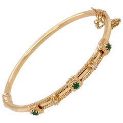 Vintage Emerald and Diamond Bangle Bracelet