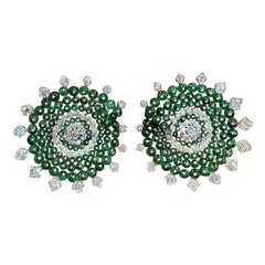 Emerald and Diamond Bead Earrings