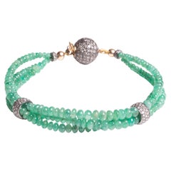 Emerald and Diamond Beaded Bracelet