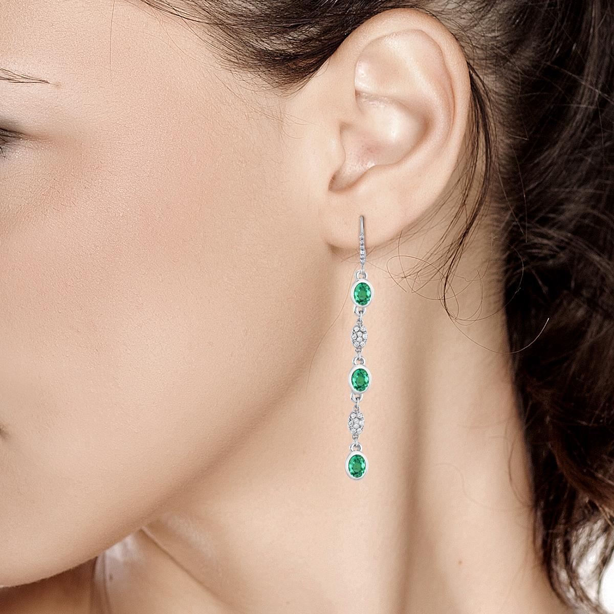 Contemporary Emerald and Diamond Bezel Set Hoop Earrings Weighing 2.40 Carat