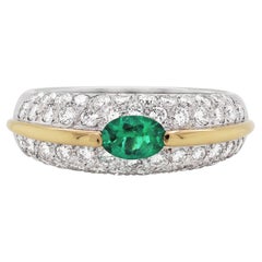 Smaragd und Diamant Bombé Cluster 18 Karat Gold Kleid Ring