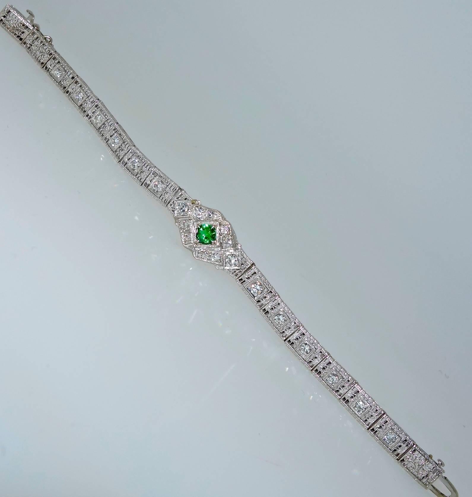 Art Deco Emerald and Diamond Bracelet, circa 1938