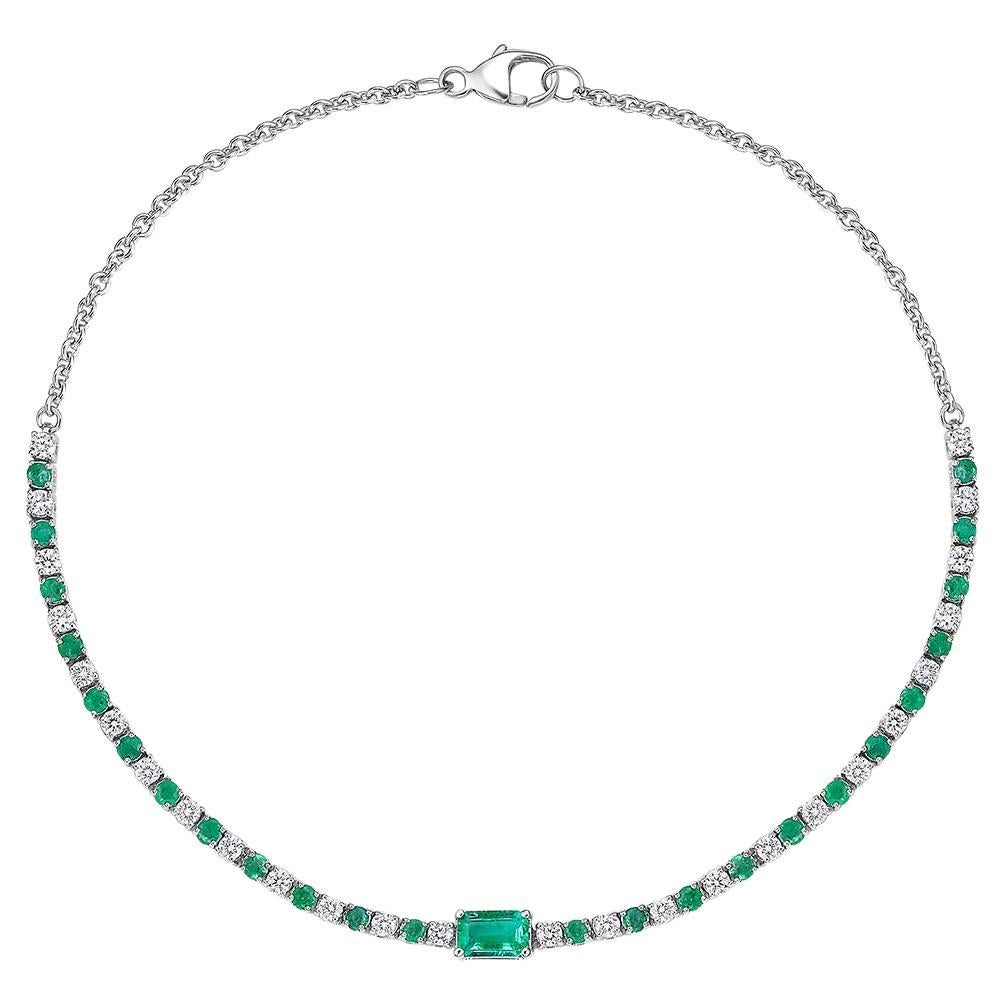 Emerald and Diamond Bracelet 5x3 Emerald Center Stone