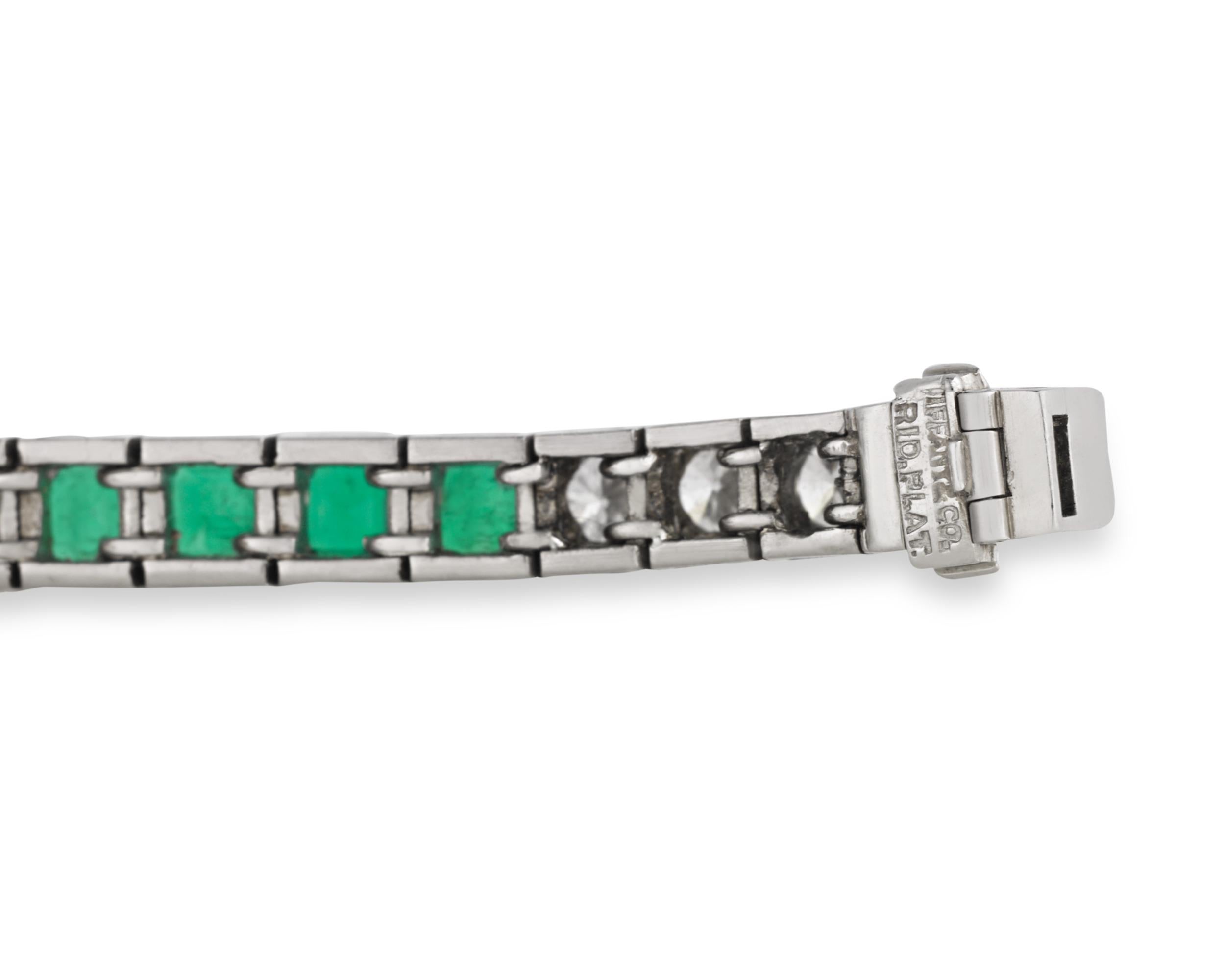 Modern Emerald And Diamond Bracelet By Tiffany & Co. For Sale