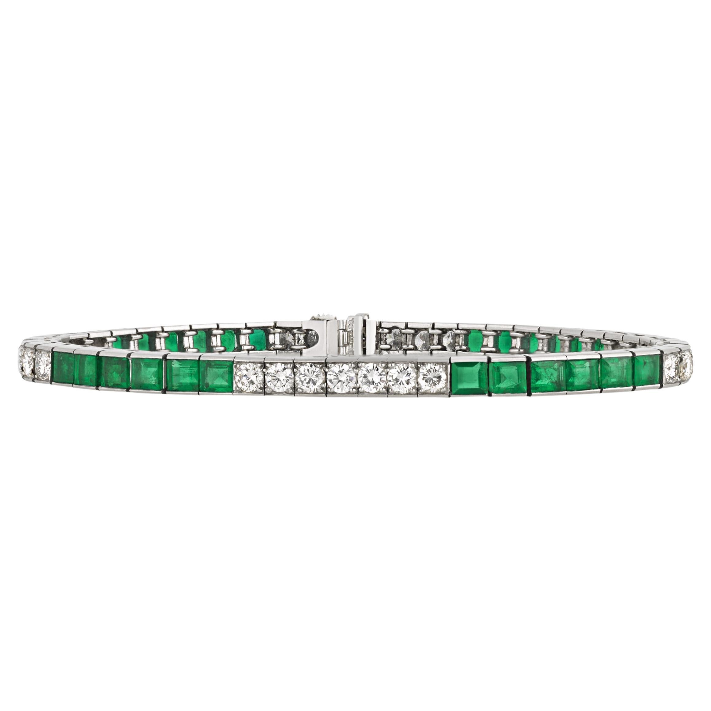 Emerald And Diamond Bracelet By Tiffany & Co. For Sale