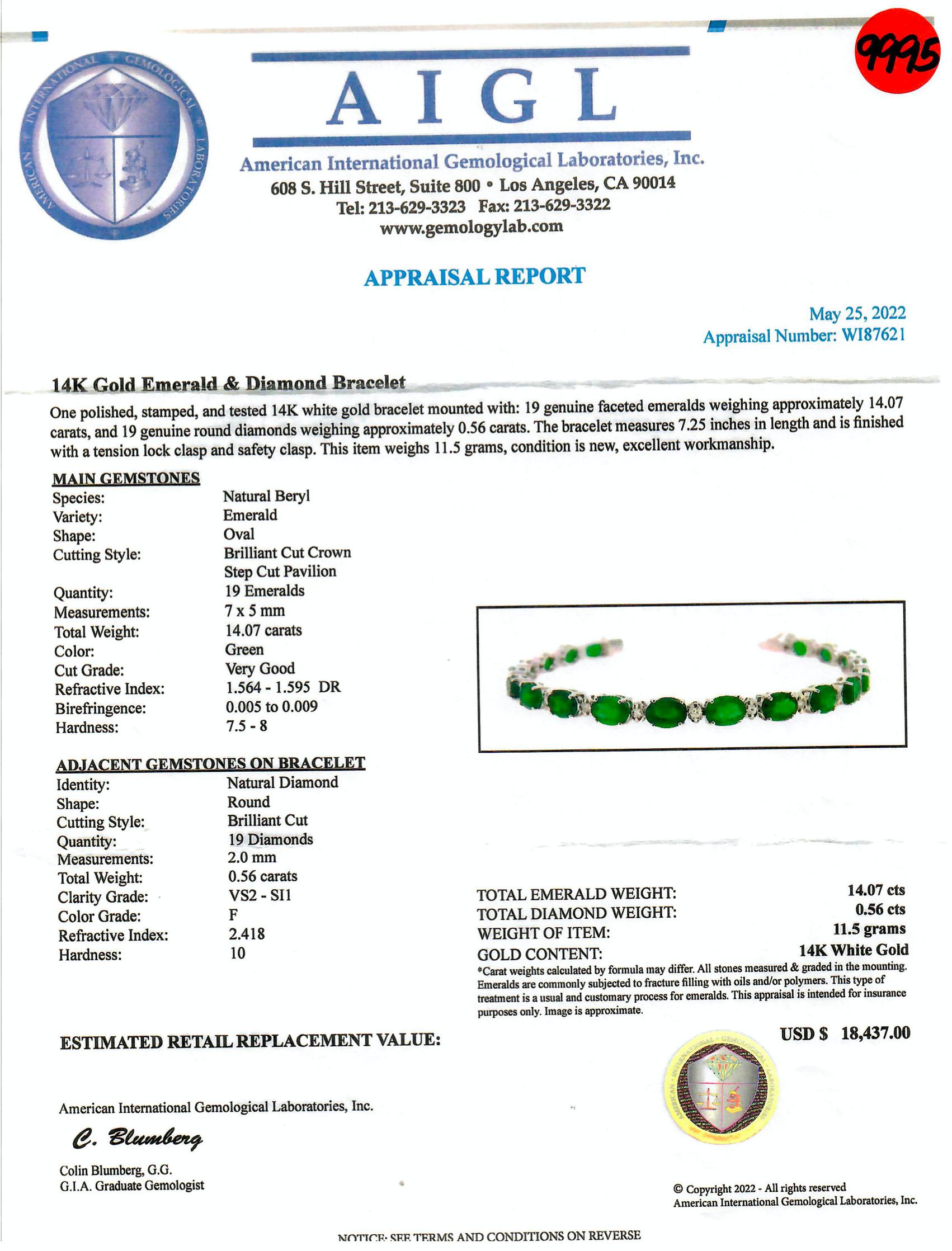 Bracelet en émeraudes et diamants en vente 1