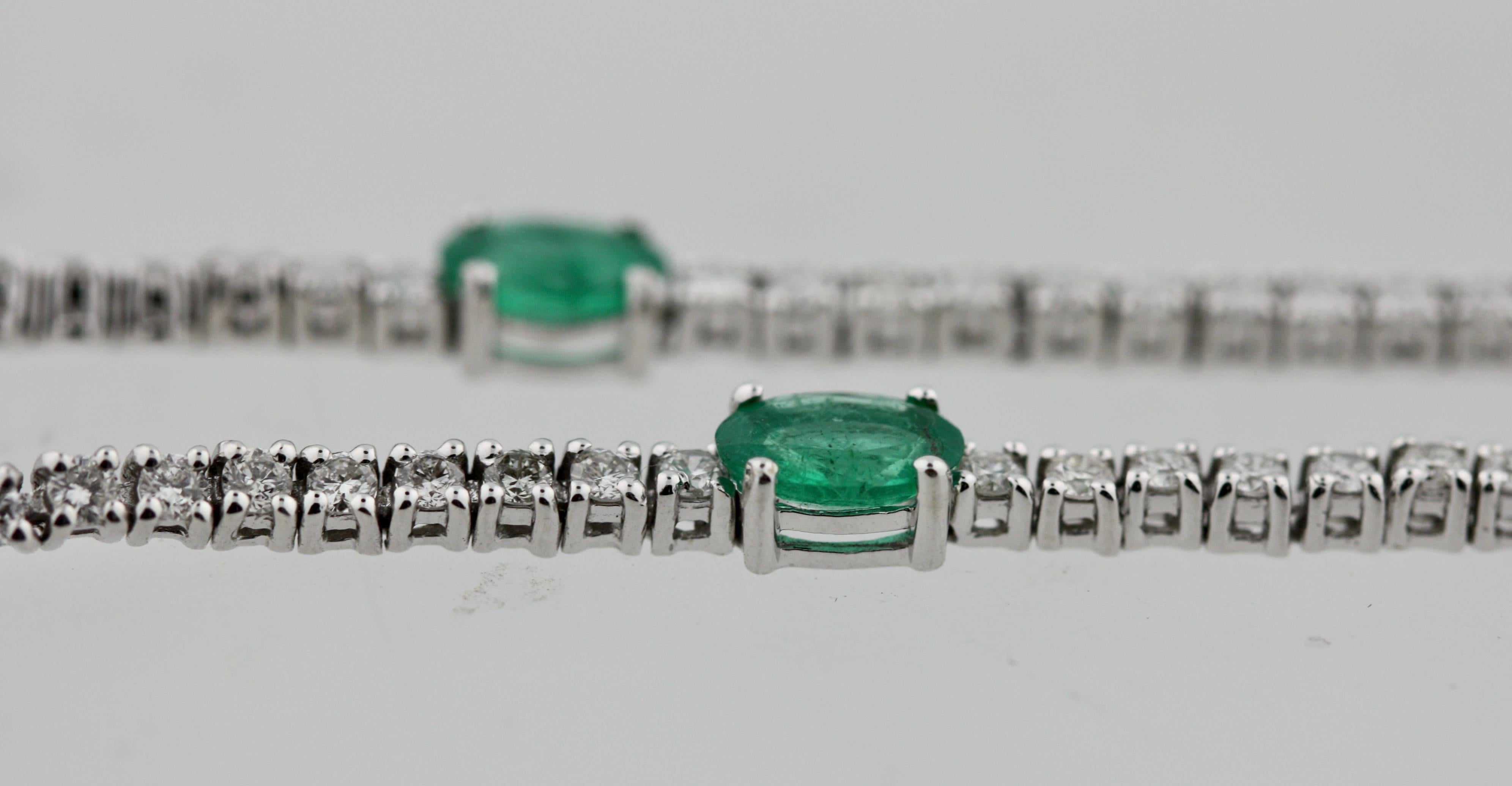 Emerald Cut Emerald and Diamond Bracelet