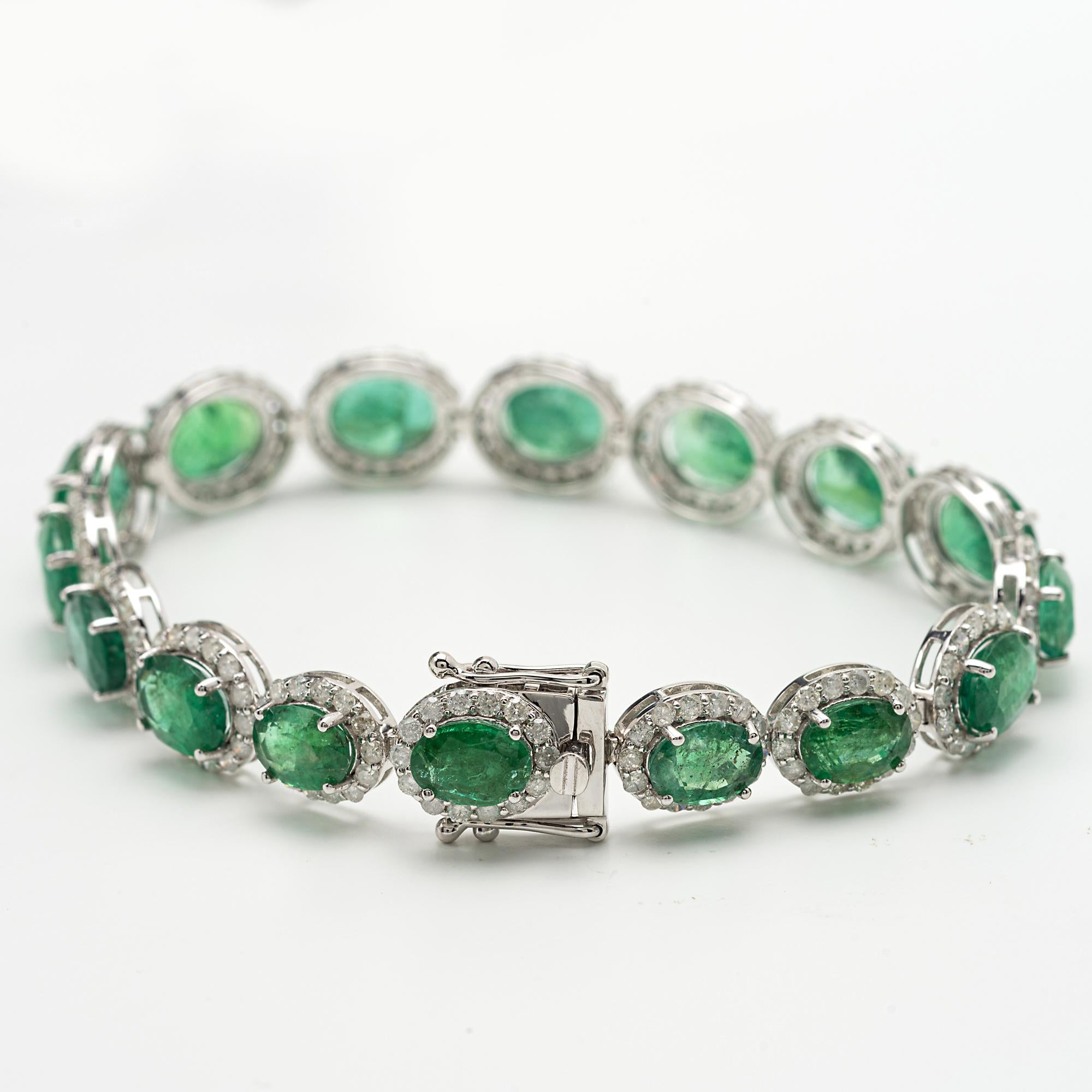 Emerald Cut Emerald and Diamond Bracelet