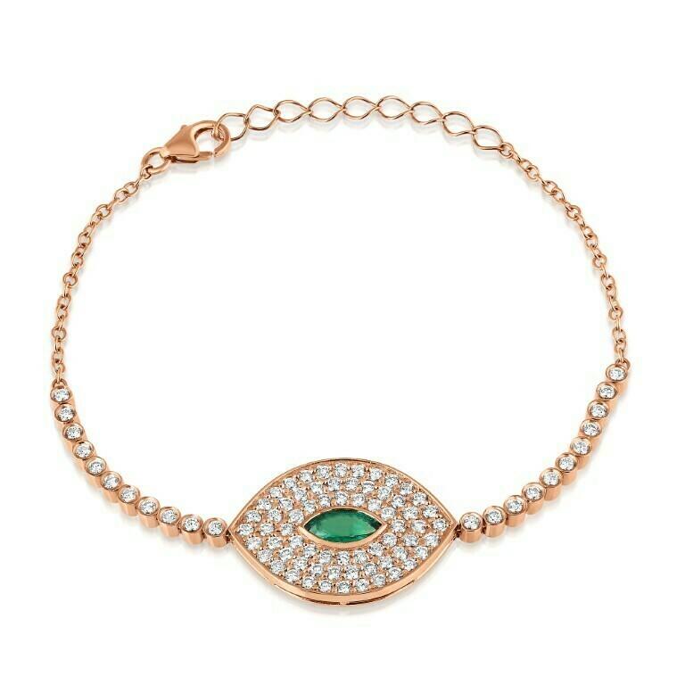 Modern Emerald And Diamond Bracelet For Sale