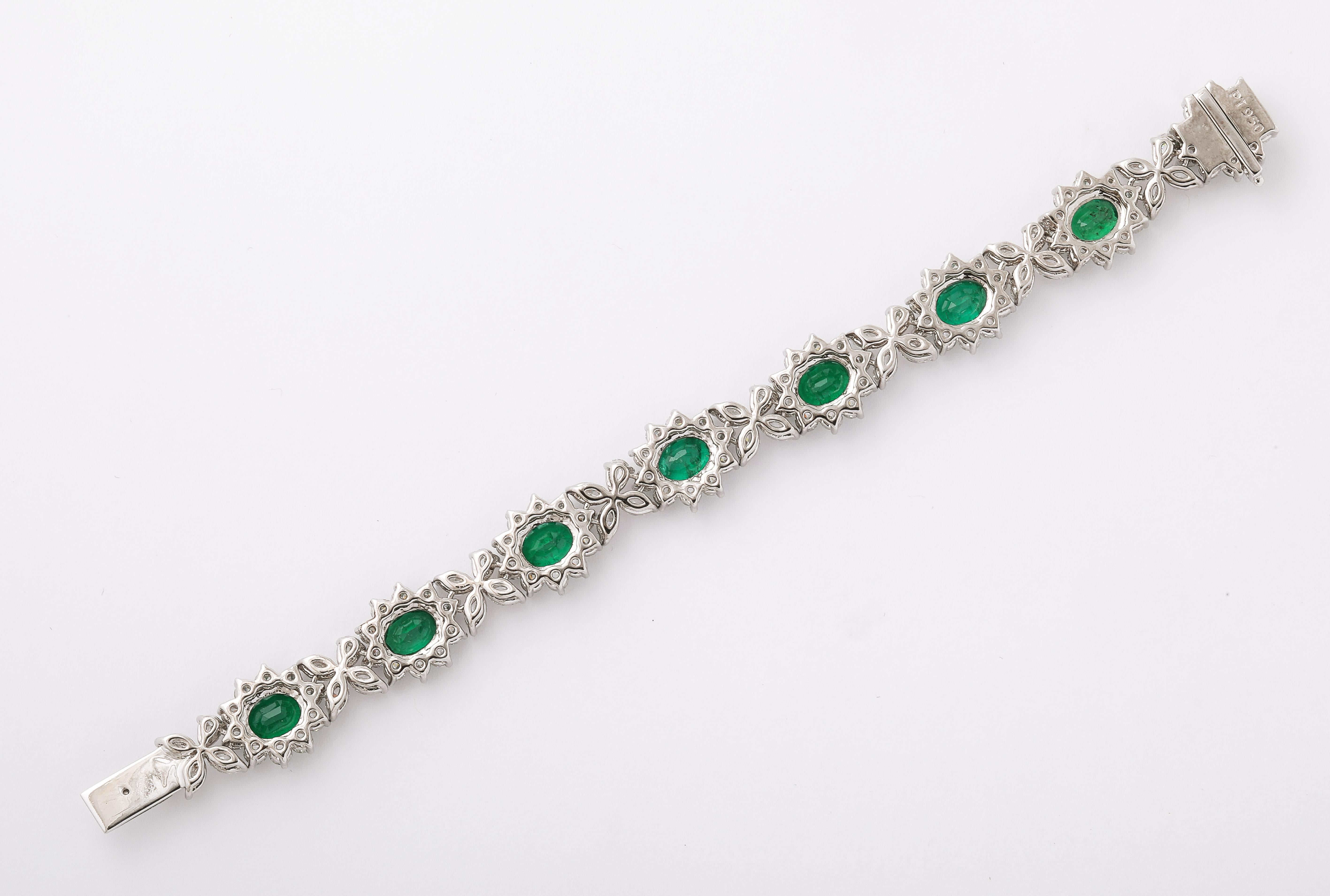 Emerald and Diamond Bracelet  In New Condition For Sale In New York, NY