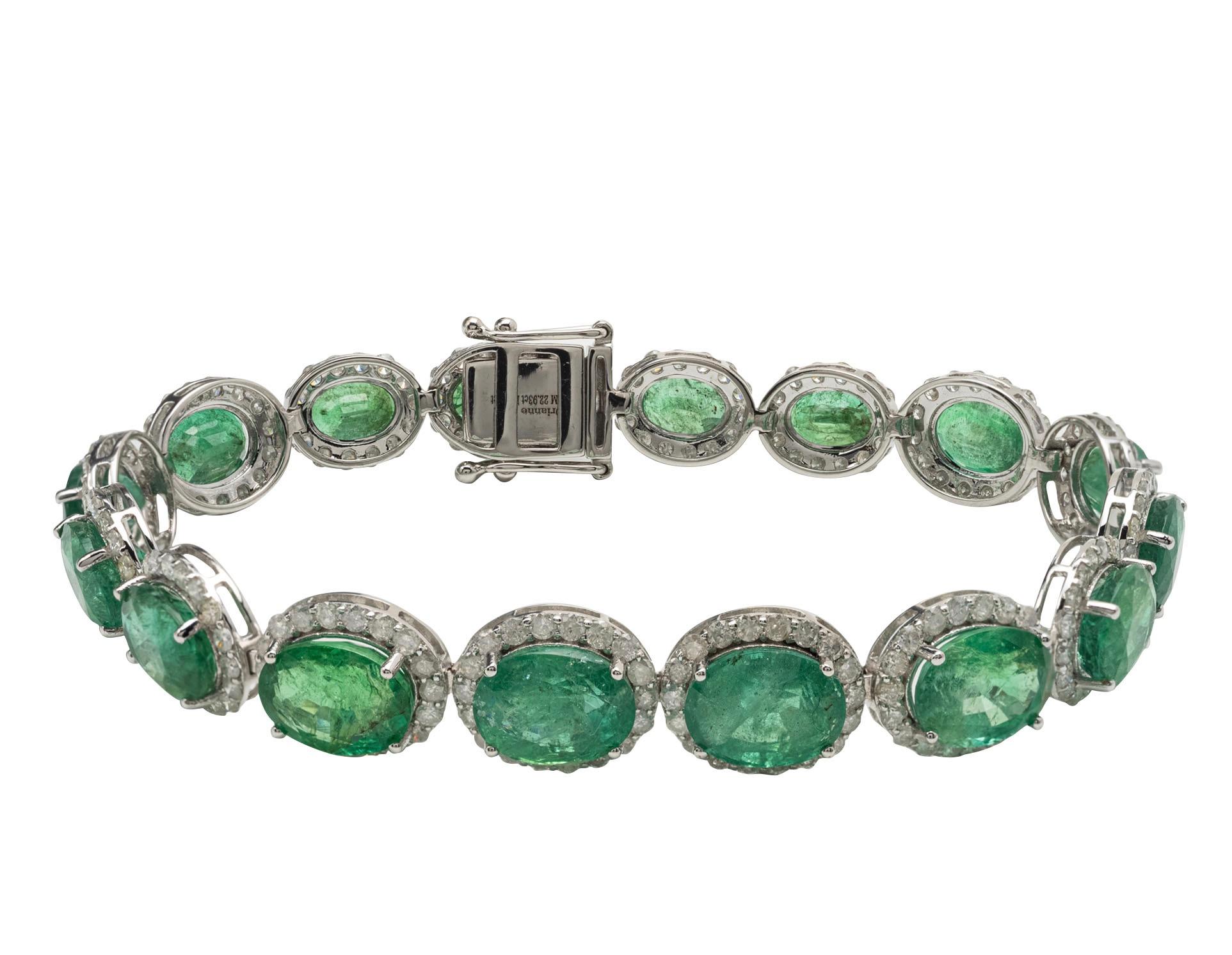 Women's or Men's Emerald and Diamond Bracelet