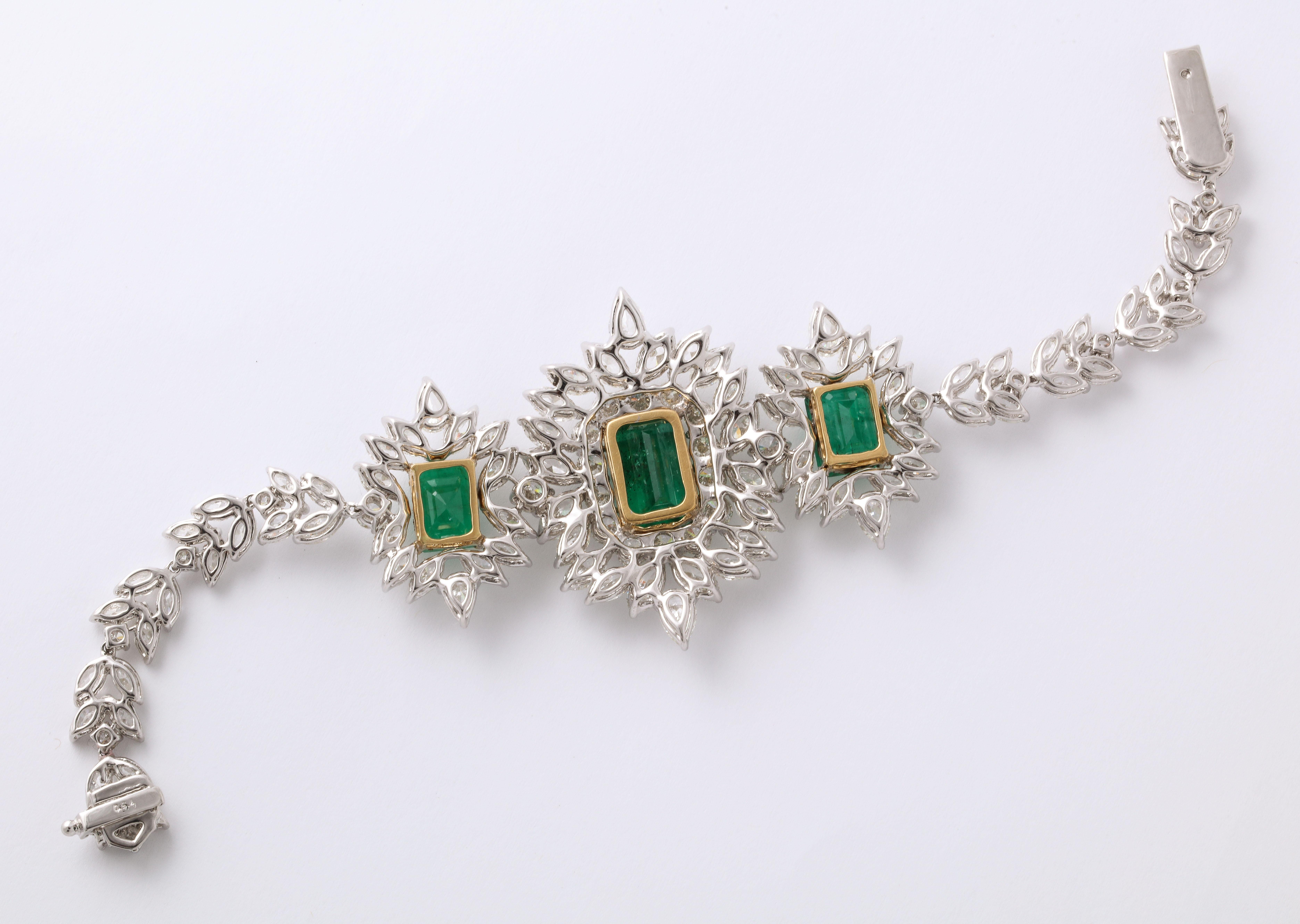 Emerald and Diamond Bracelet For Sale 1