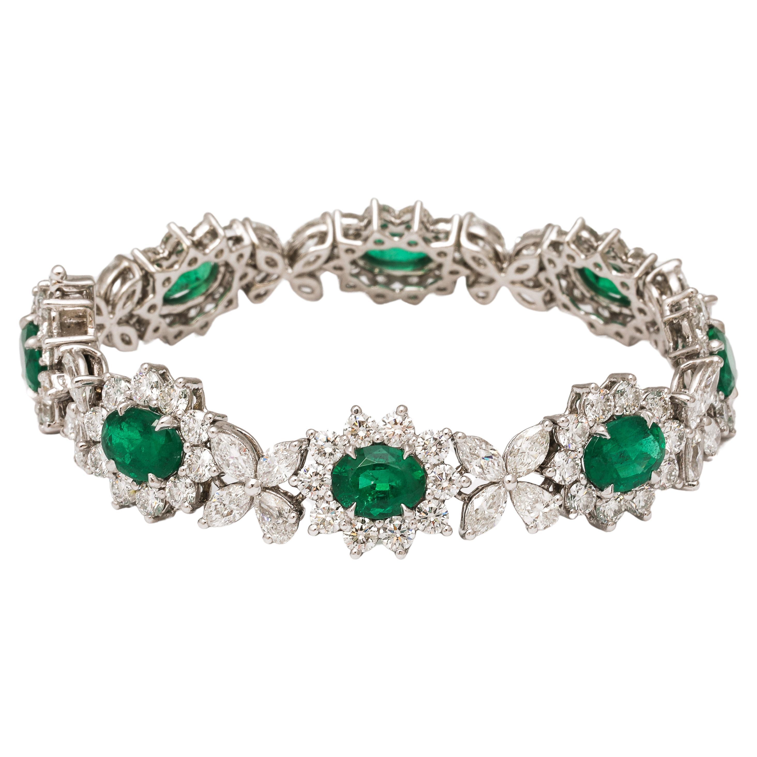 Emerald and Diamond Bracelet  For Sale
