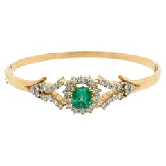 Pulsera de Esmeraldas y Diamantes en Oro Amarillo de 18k