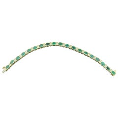 Emerald and Diamond Bracelet Set in 14 Karat Yellow Gold