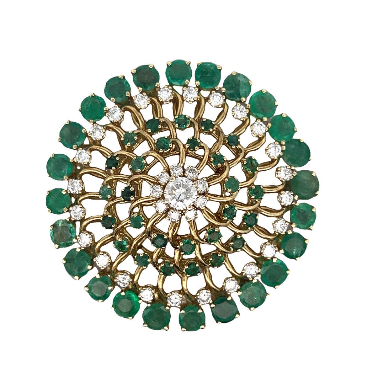 Broche de esmeralda y diamantes en venta 2