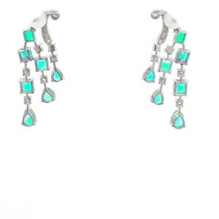 Emerald and Diamond Chandelier Drop Earrings