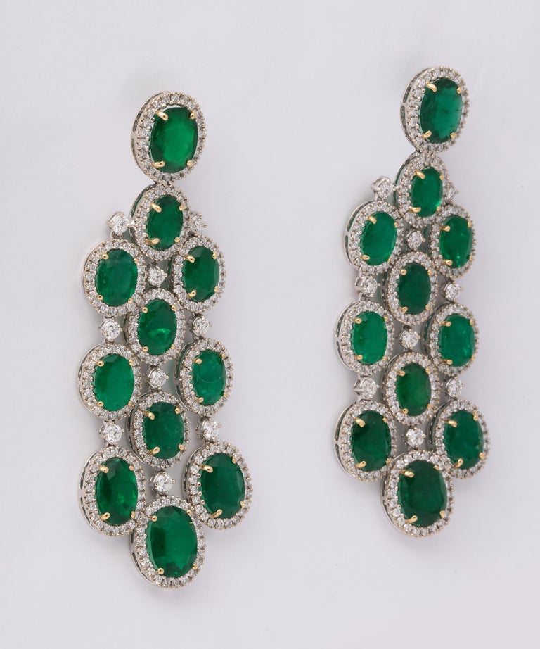 Emerald and Diamond Chandelier Earrings at 1stDibs