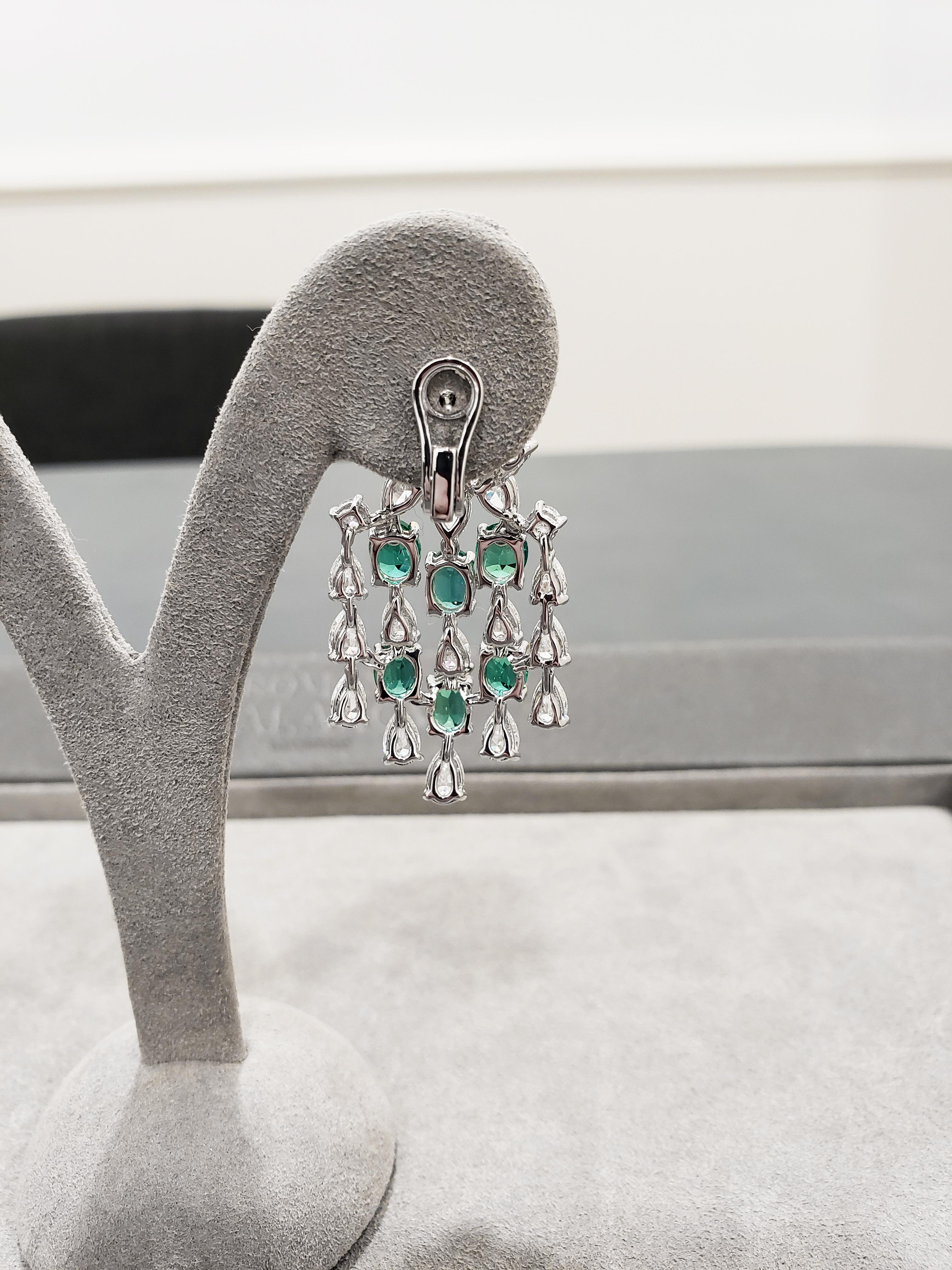 emerald and diamond chandelier earrings
