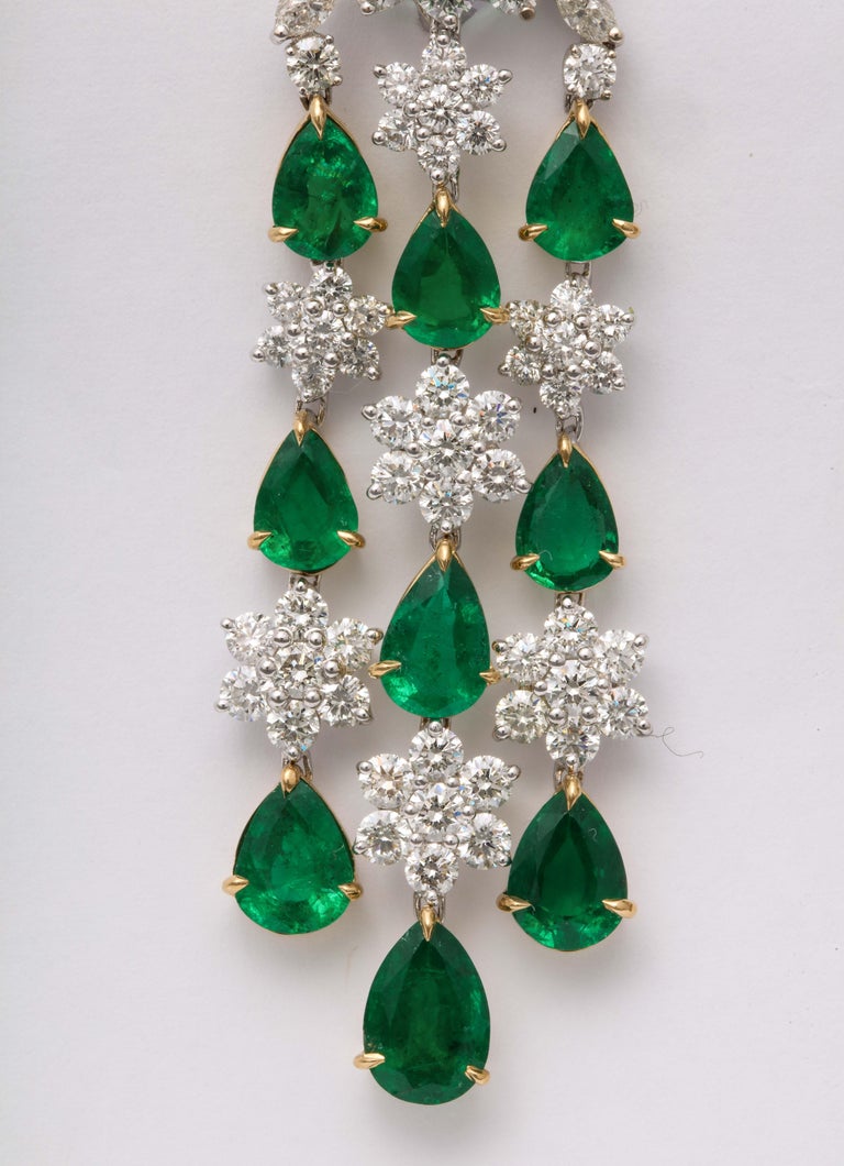 Emerald and Diamond Chandelier Earrings For Sale (Free Shipping) at