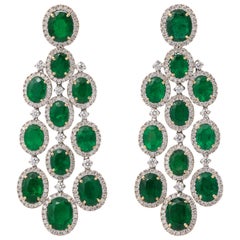 Emerald and Diamond Chandelier Earrings
