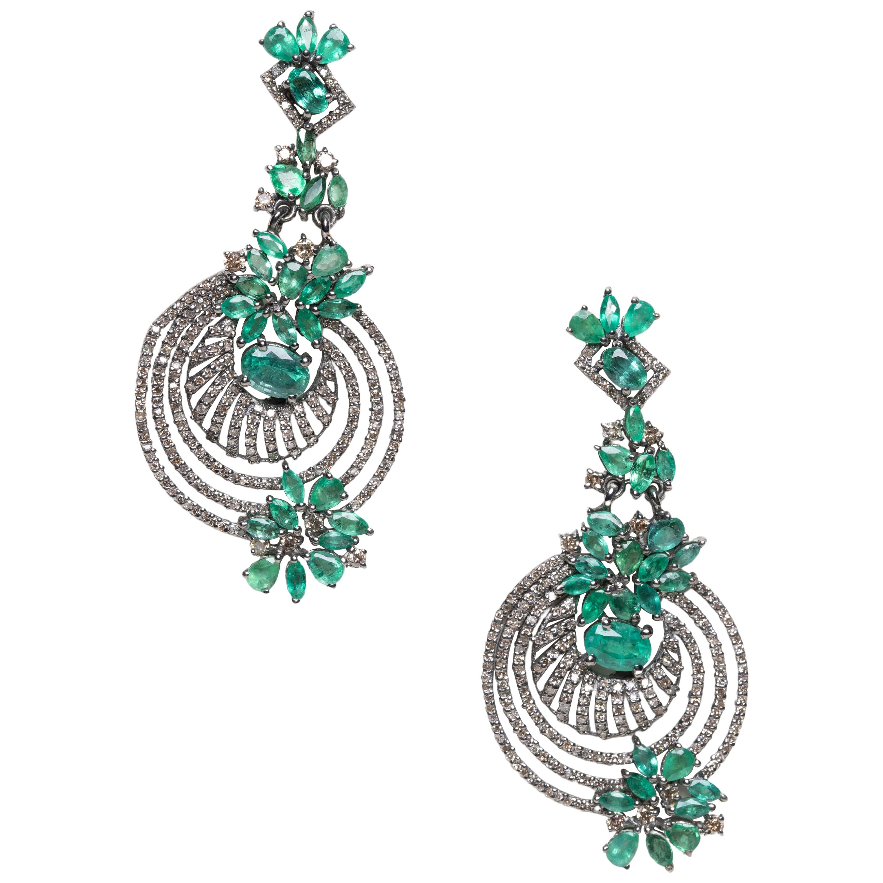 Emerald and Diamond Chandelier Earrings