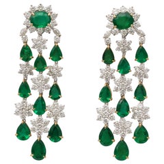 Emerald and Diamond Chandelier Earrings