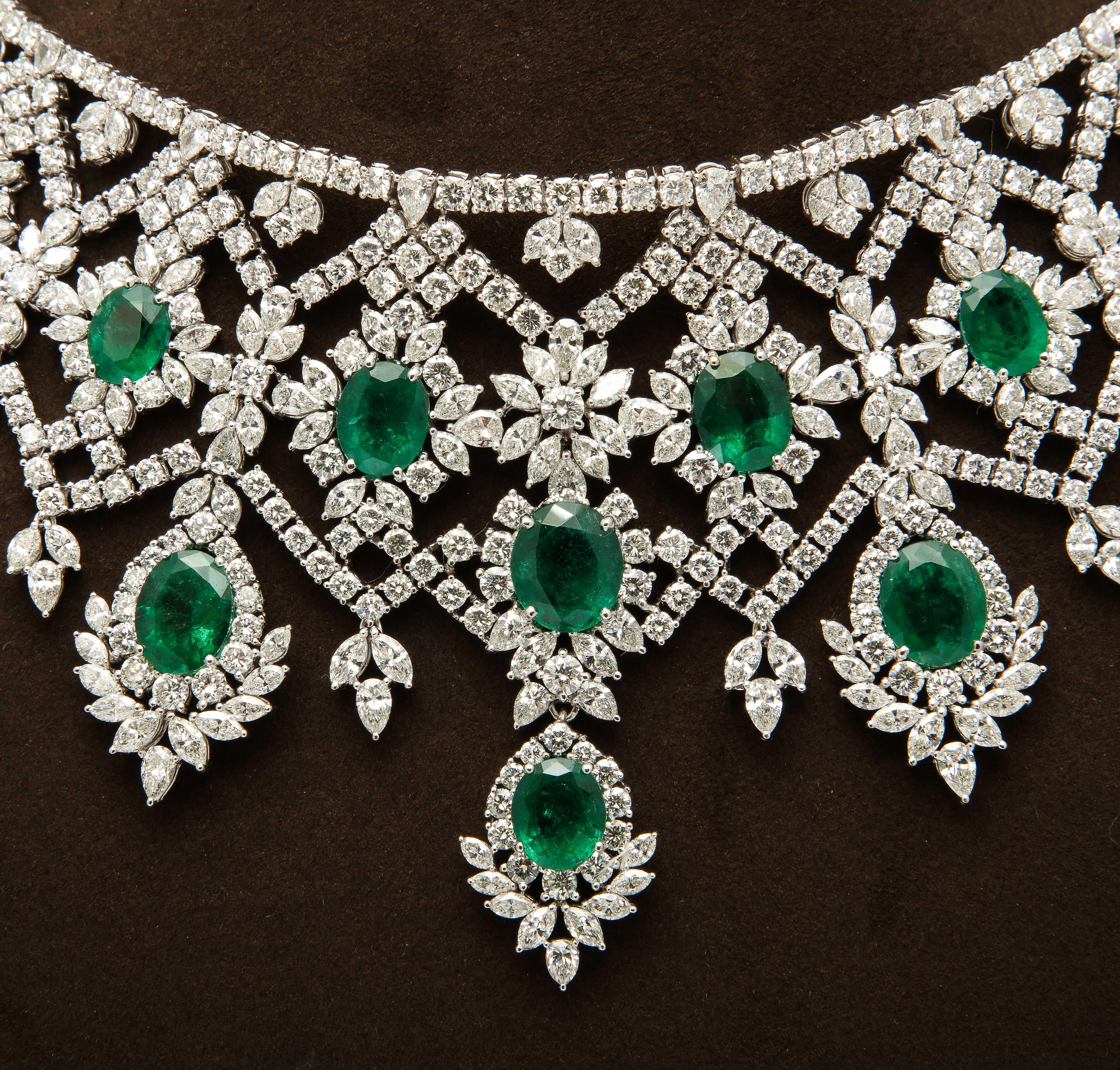 Emerald and Diamond Choker Necklace  For Sale 6