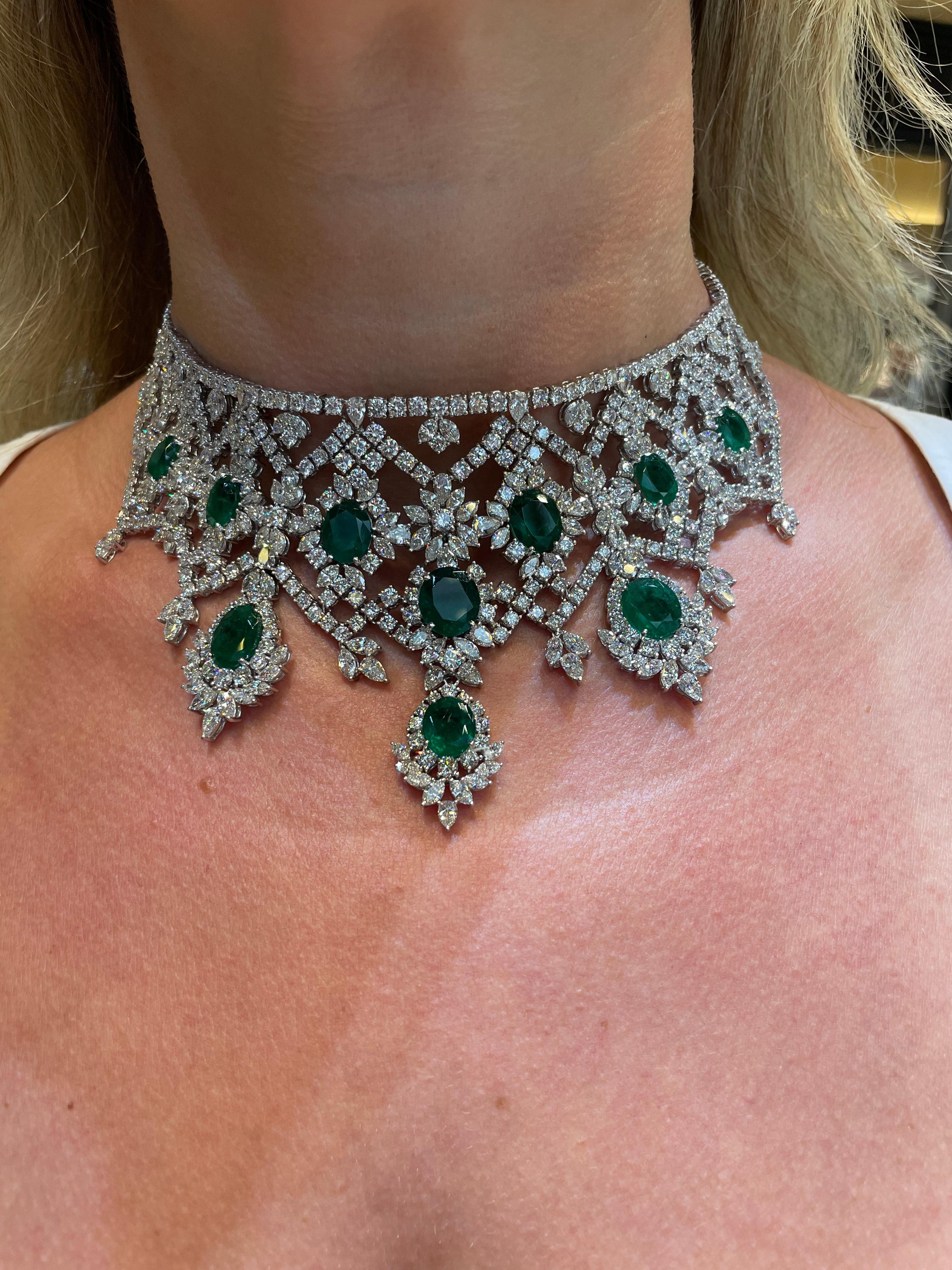 Emerald and Diamond Choker Necklace  For Sale 10