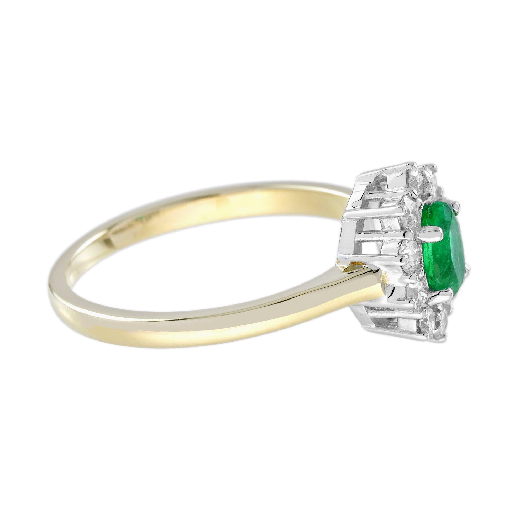 Compromiso Esmeralda y Diamante Estilo Clásico  Anillo de oro amarillo de 14 quilates en Nuevo estado para la venta en Bangkok, TH