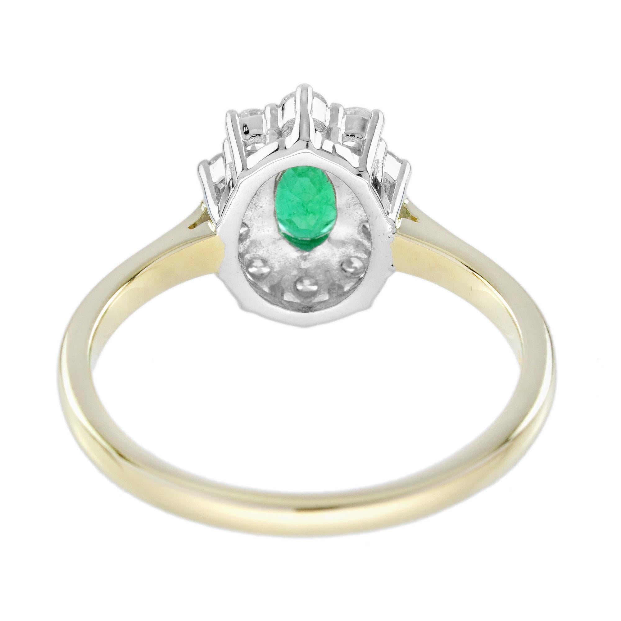 De las mujeres Compromiso Esmeralda y Diamante Estilo Clásico  Anillo de oro amarillo de 14 quilates en venta