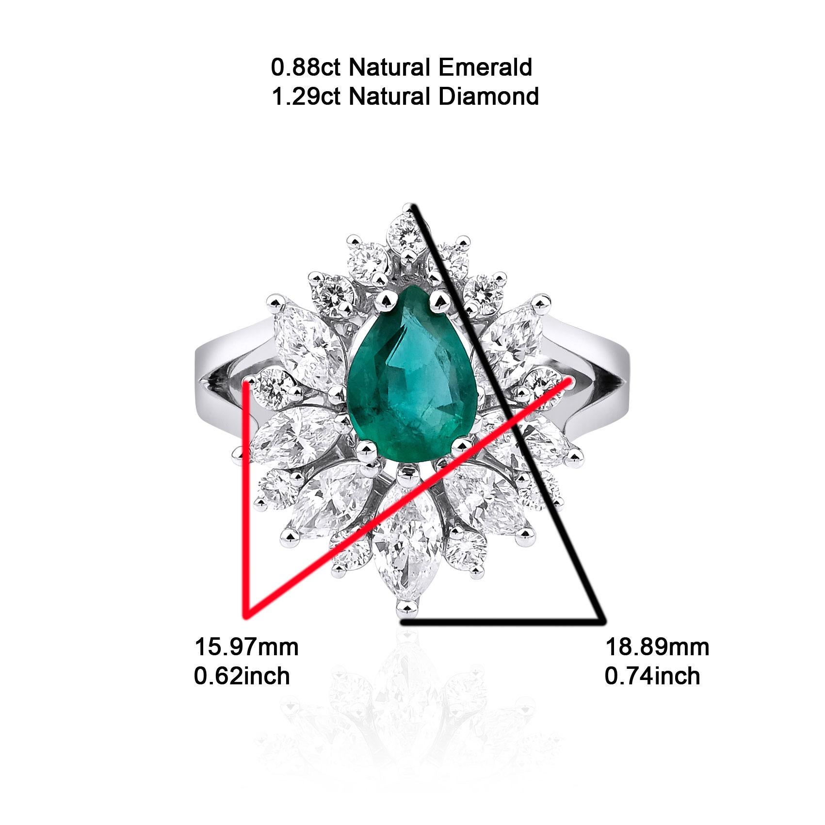 Im Angebot: Smaragd- und Diamant-Cluster-Ring aus massivem Gold mit 2,17 Karat () 8
