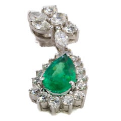 Emerald and Diamond Cluster Drop Earrings