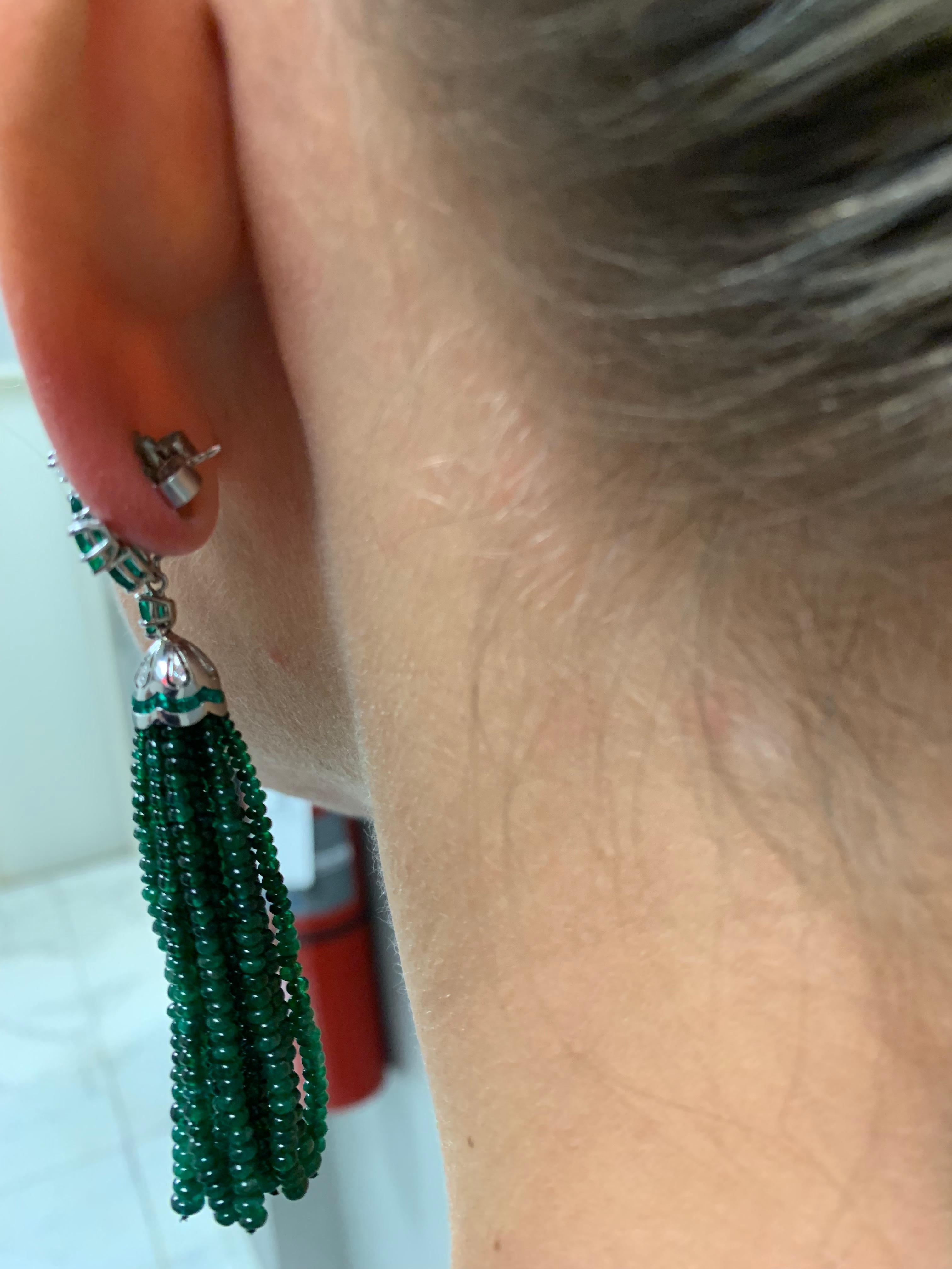 emerald beads earrings