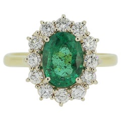 Smaragd- und Diamant-Cluster-Ring
