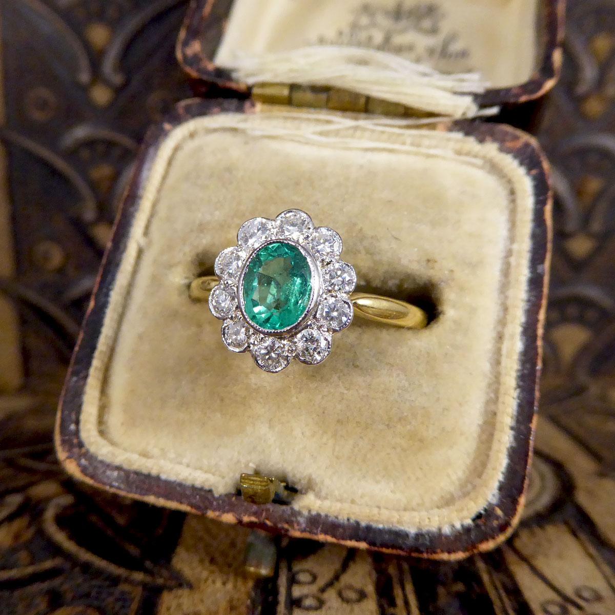 Emerald and Diamond Cluster Ring in 18ct Yellow and White Gold 2