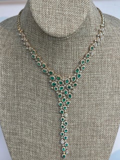 Emerald and Diamond Cocktail Necklace and Earrings Set